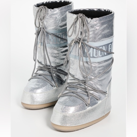 Moon Boot Icon Silver Glitter Boots Brand New! Size 35 - 38 - Picture 3 of 11